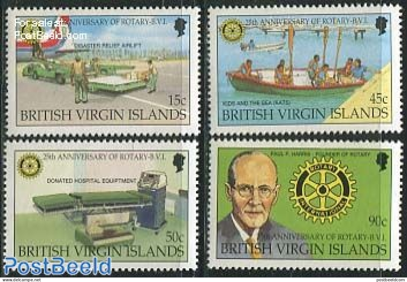 Virgin Islands 1994 Rotary Int. 4v, Mint NH, Health - Transport - Various - Health - Automobiles - Aircraft & Aviation.. - Auto's