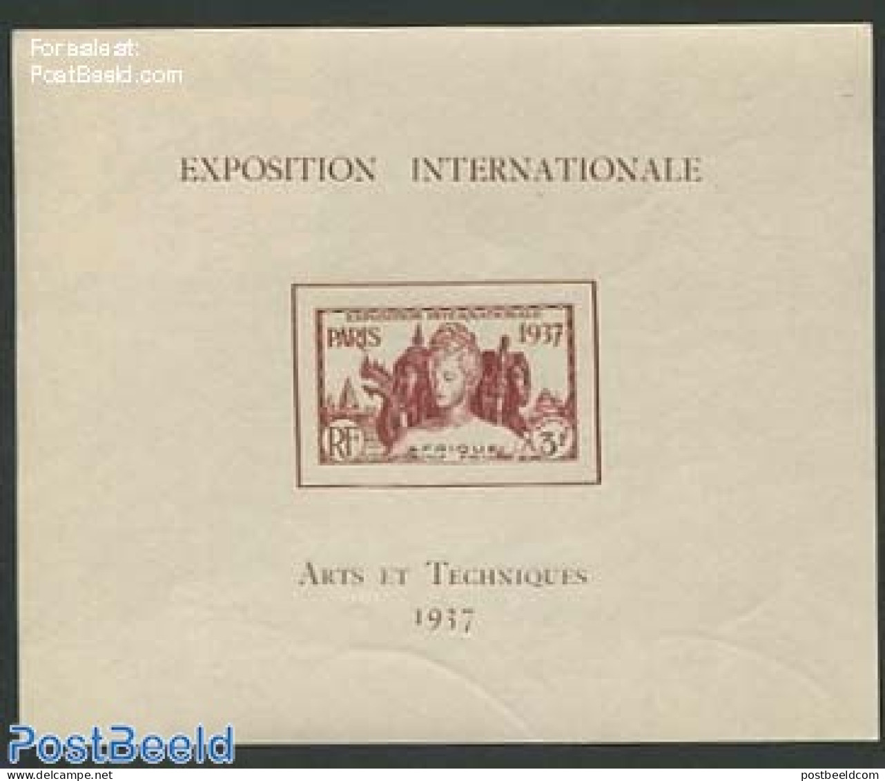 French Equatorial Africa 1937 World Expo Paris S/s, Unused (hinged), Various - World Expositions - Ongebruikt