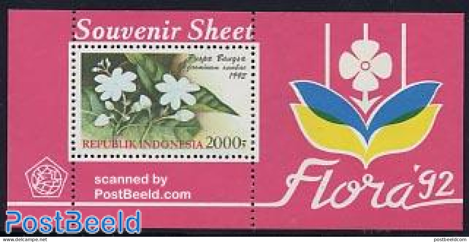 Indonesia 1992 Flora S/s, Mint NH, Nature - Flowers & Plants - Indonesië