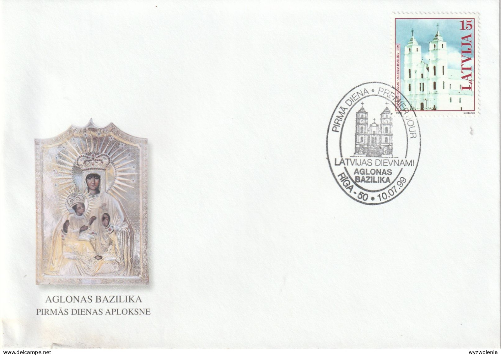 H 446) Lettland 1999 Mi# 505 ** Und FDC: Basilika Von Aglona - Lettonie