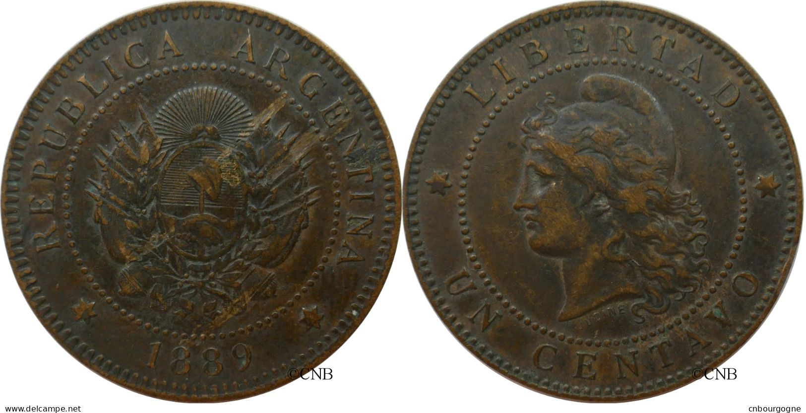 Argentine - République - 1 Centavo 1889 - TTB/XF45 Flan Pelé Et Coin Choqué - Mon5244 - Argentinië