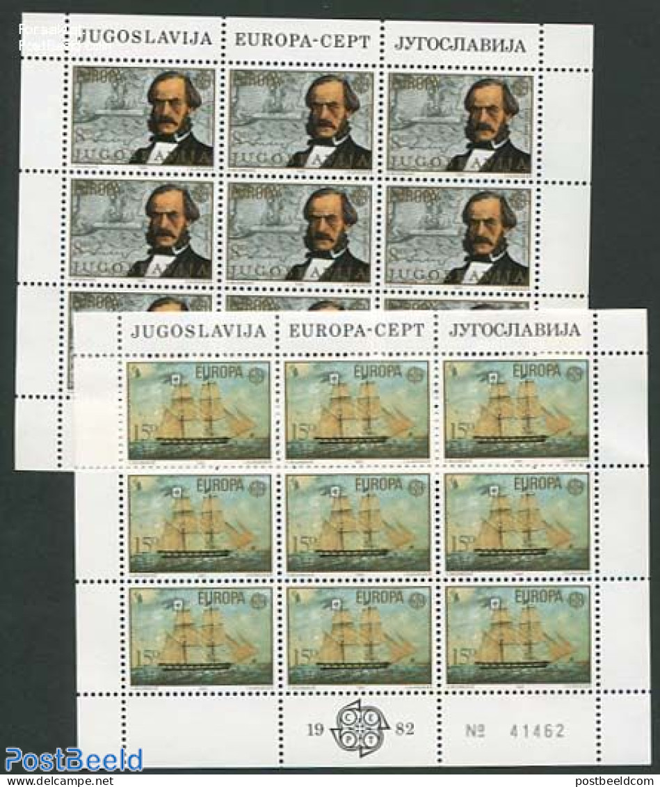 Yugoslavia 1982 Europa 2 M/ss, Mint NH, History - Transport - Europa (cept) - Ships And Boats - Ungebraucht