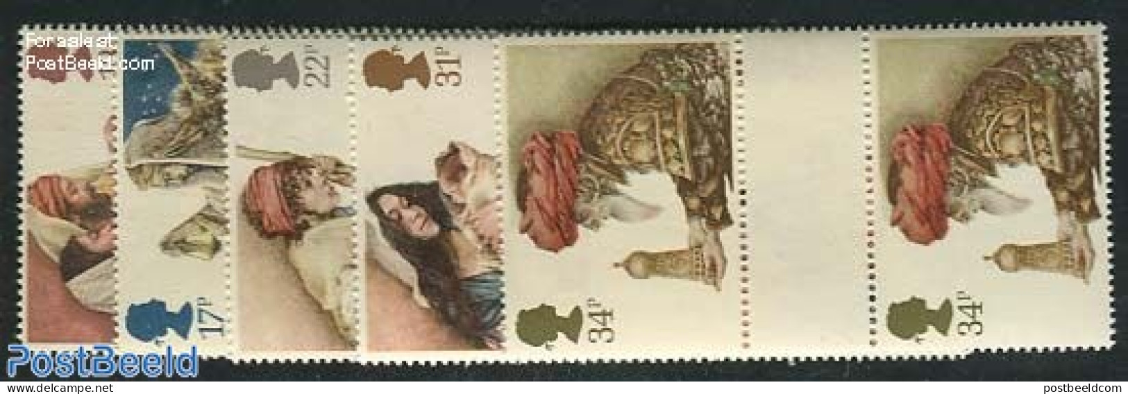 Great Britain 1984 Christmas 5v Gutter Pairs, Mint NH, Religion - Christmas - Neufs