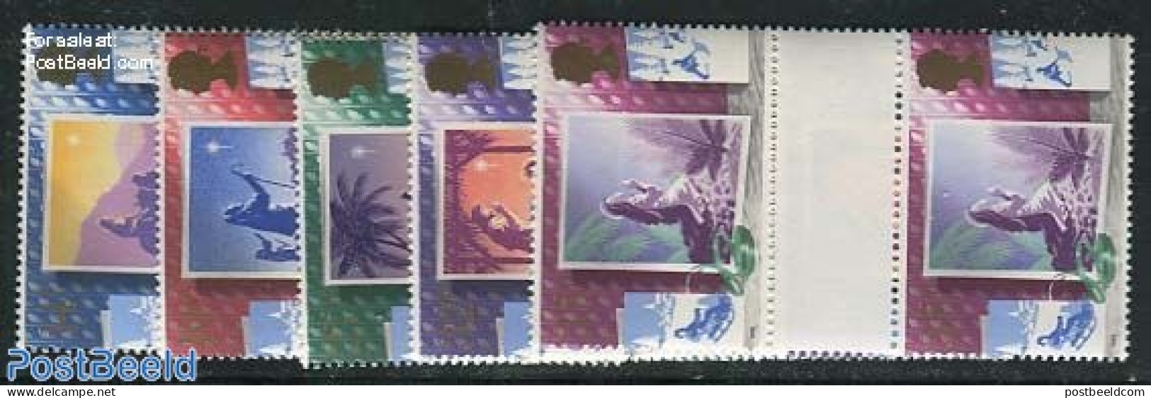 Great Britain 1988 Christmas 5v, Gutter Pairs, Mint NH, Nature - Religion - Camels - Christmas - Unused Stamps