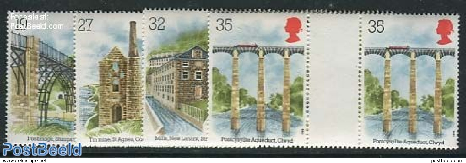 Great Britain 1989 Industrial Archaeology 4v, Gutter Pairs, Mint NH, Various - Industry - Mills (Wind & Water) - Art -.. - Neufs