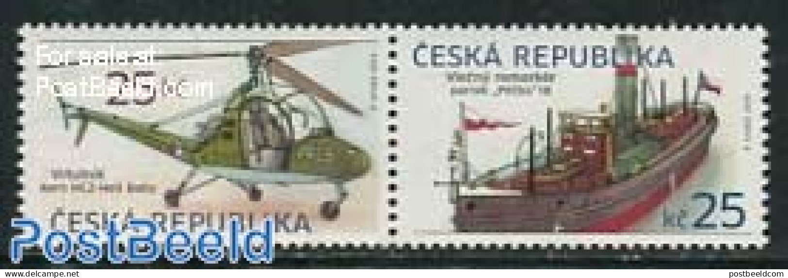 Czech Republic 2013 Ship & Helicopter 2v [:], Mint NH, Transport - Helicopters - Ships And Boats - Altri & Non Classificati