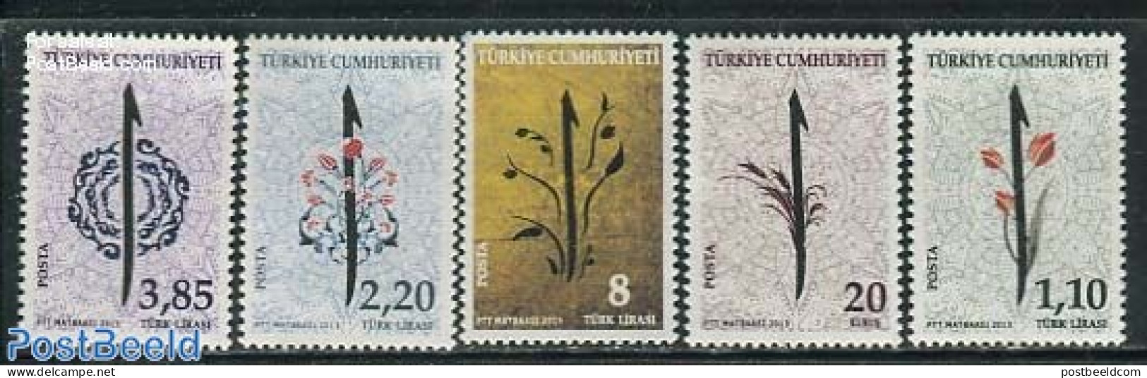 Türkiye 2013 Calligraphy 5v, Mint NH, Nature - Flowers & Plants - Art - Handwriting And Autographs - Other & Unclassified