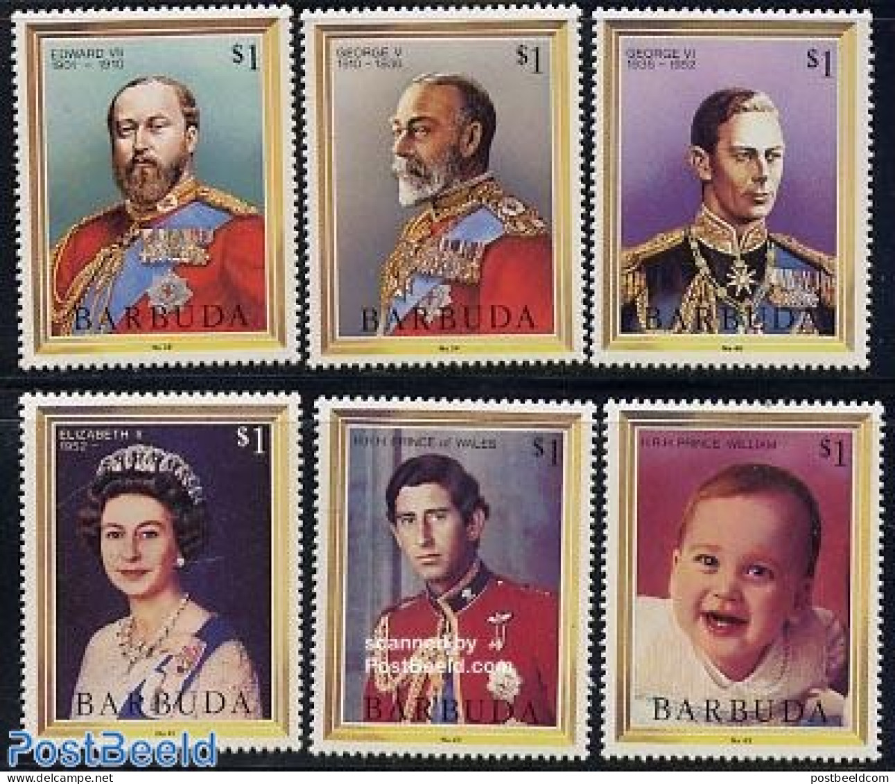 Barbuda 1984 Kings & Queens 6v, Mint NH, History - Kings & Queens (Royalty) - Koniklijke Families