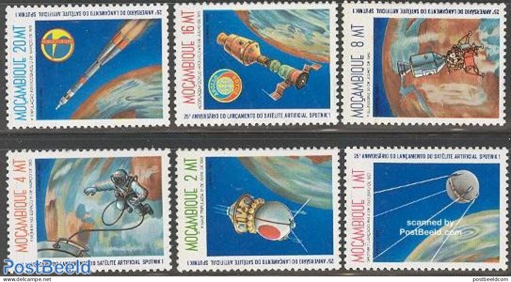 Mozambique 1982 Sputnik I 6v, Mint NH, Transport - Space Exploration - Mozambique
