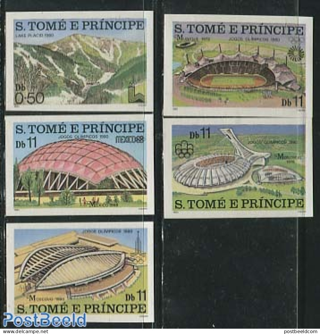 Sao Tome/Principe 1980 Olympic Games 5v, Imperforated, Mint NH, Sport - São Tomé Und Príncipe