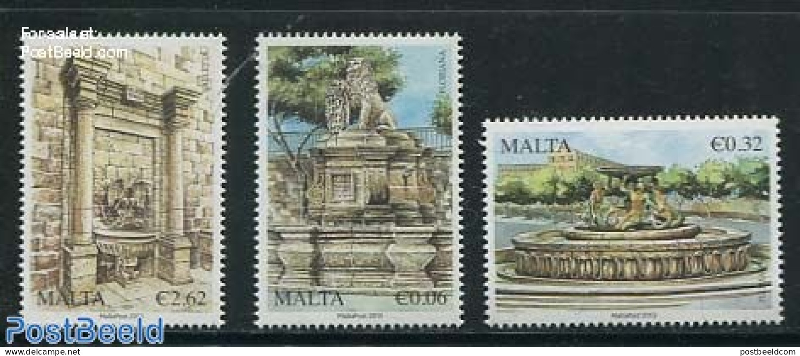 Malta 2013 Fountains 3v, Mint NH, Nature - Water, Dams & Falls - Malte