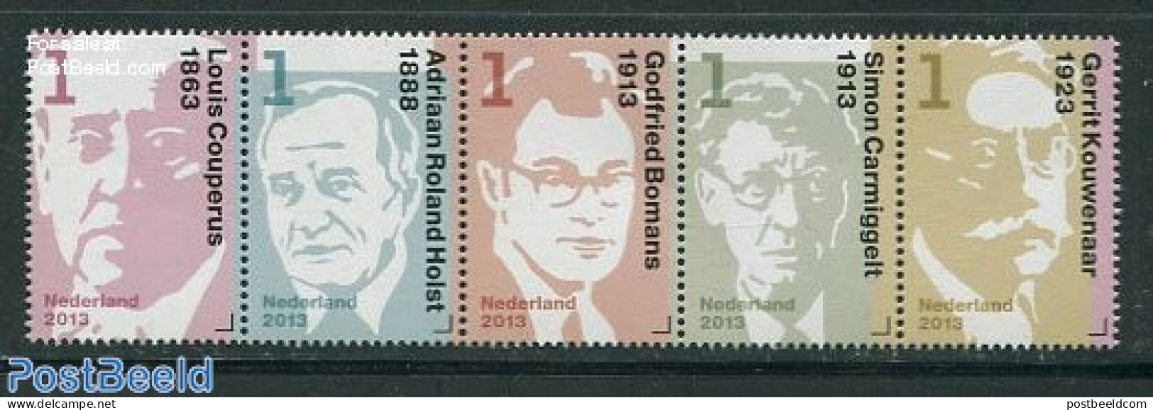 Netherlands 2013 Authors 5v [::::], Mint NH, Art - Authors - Unused Stamps