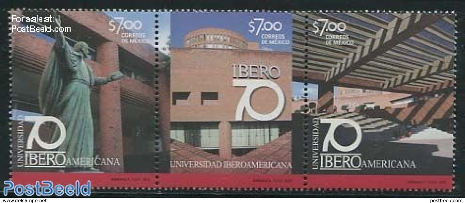 Mexico 2013 Ibero-American University 3v [::], Mint NH, Science - Education - Art - Modern Architecture - Sculpture - Sculpture