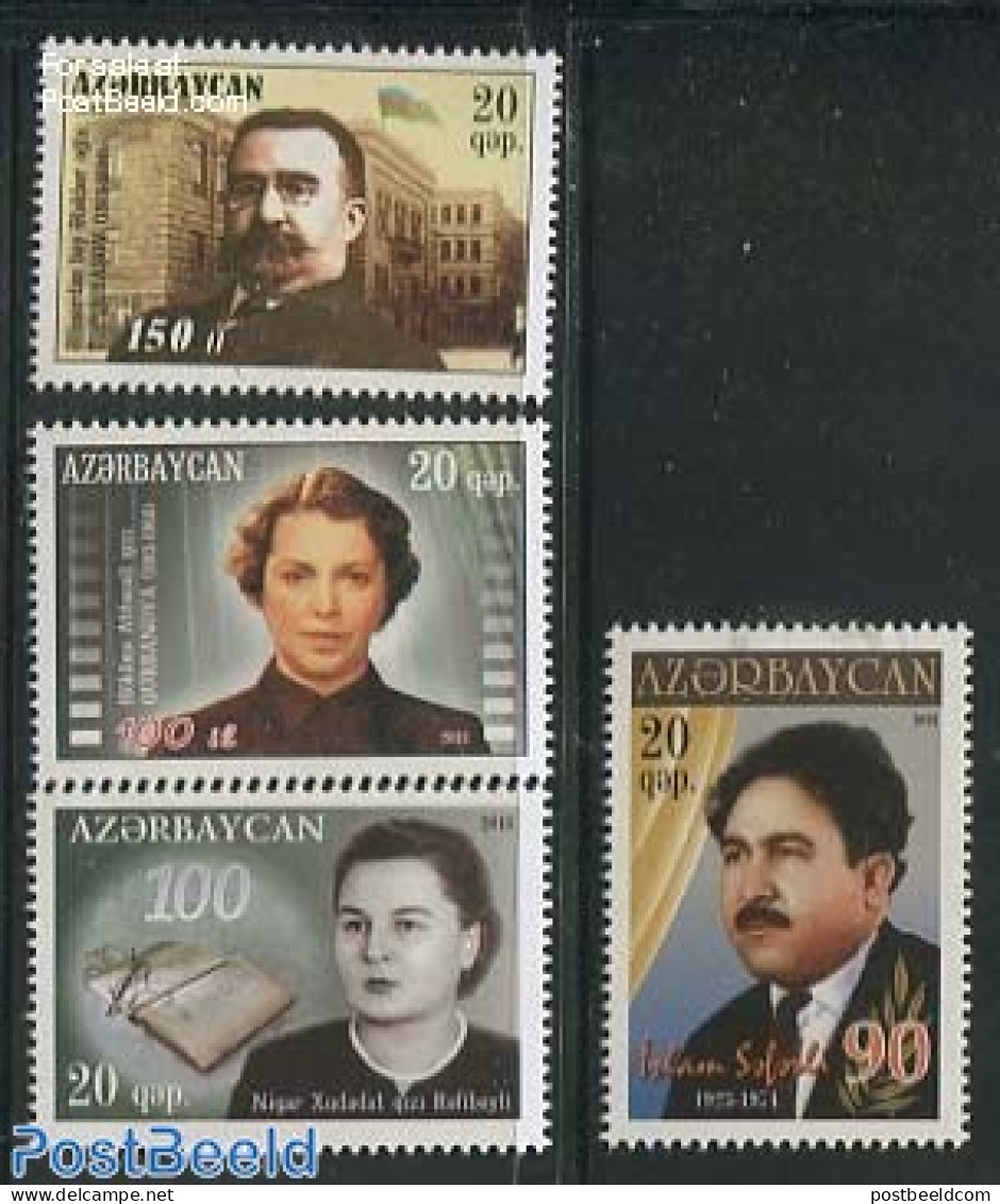 Azerbaijan 2013 Famous People 4v, Mint NH, Art - Authors - Schrijvers