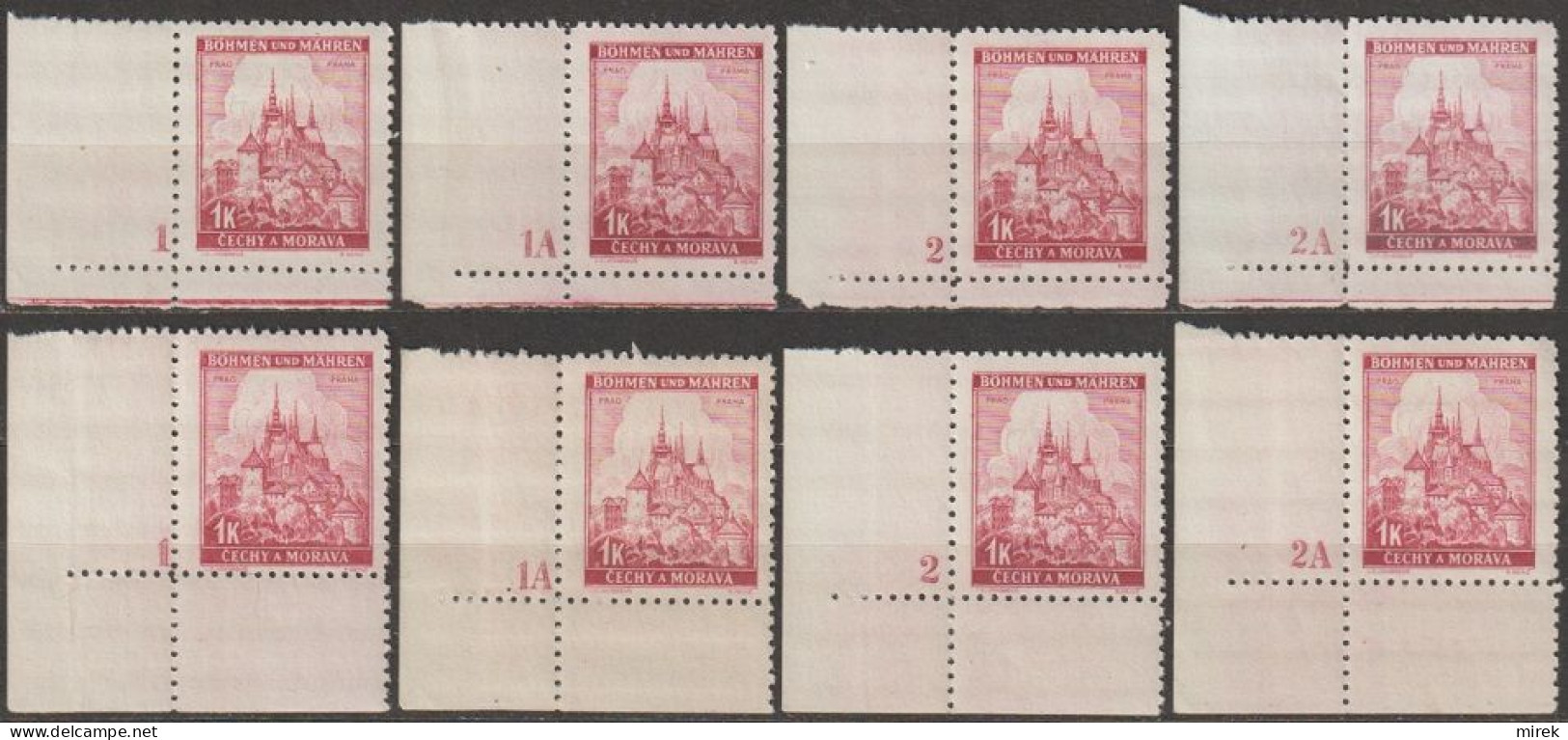 074/ Pof. 31; Corner Stamps, Complete Plate Numbers 1 To 2A, Narrow And Wide Border - Unused Stamps