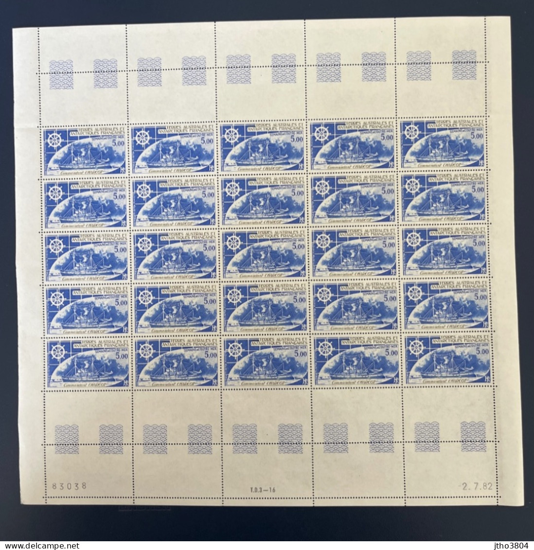 TAAF PLANCHE 25 TIMBRES POSTE AERIENNE PA 72 COTE 58 FACIALE 19 - Poste Aérienne