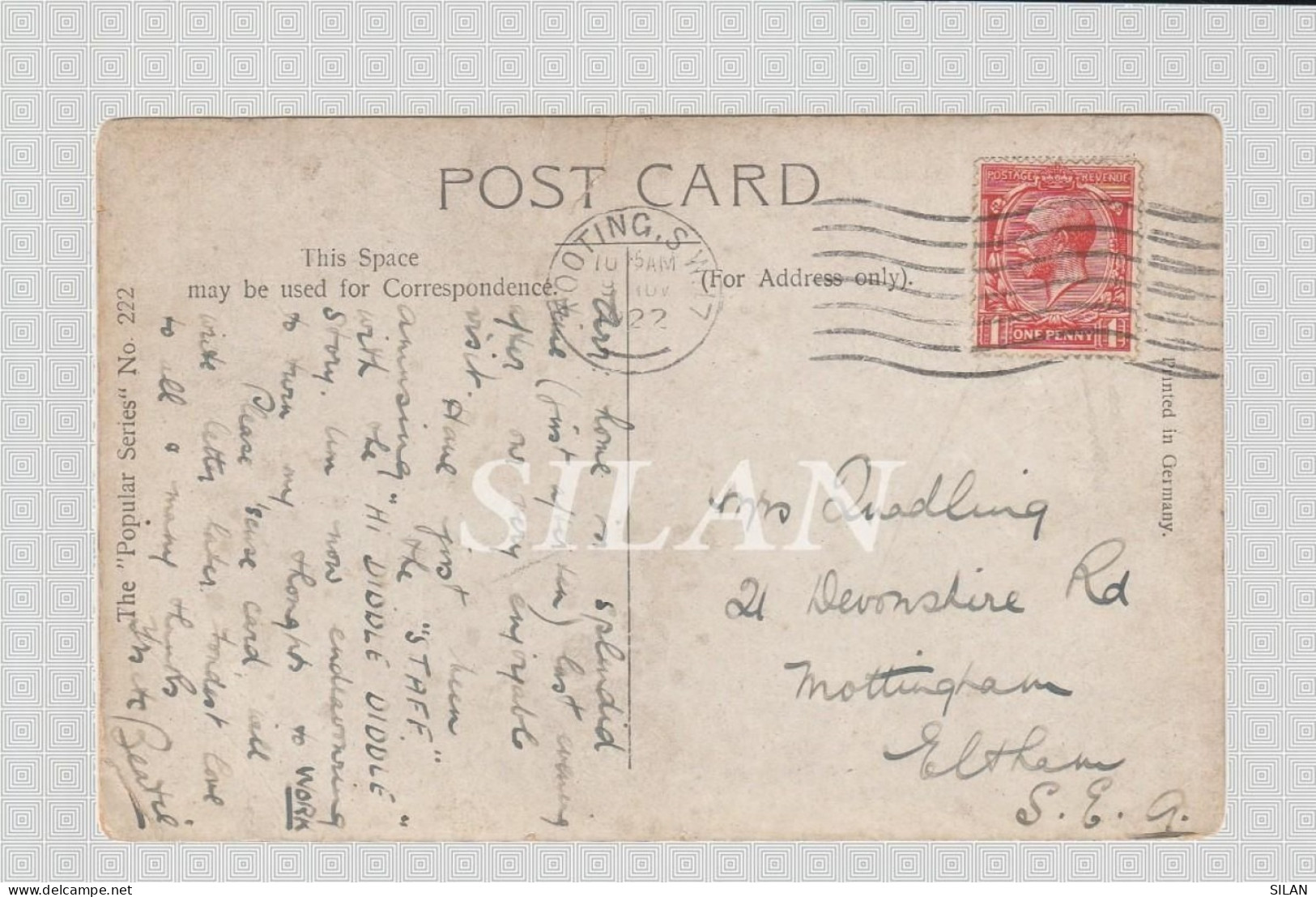 Postal Antigua Perro Cacería Sello Postage Revenue One Penny King George 1922 - Malerei & Gemälde