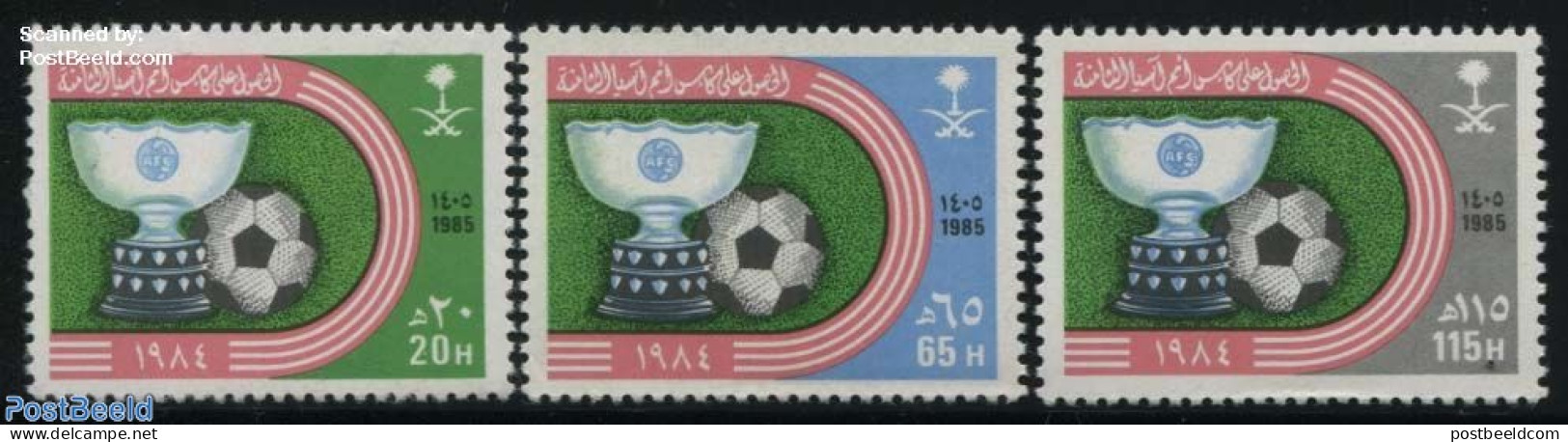 Saudi Arabia 1985 Asian Football Champion 3v, Mint NH, Sport - Football - Saudi Arabia