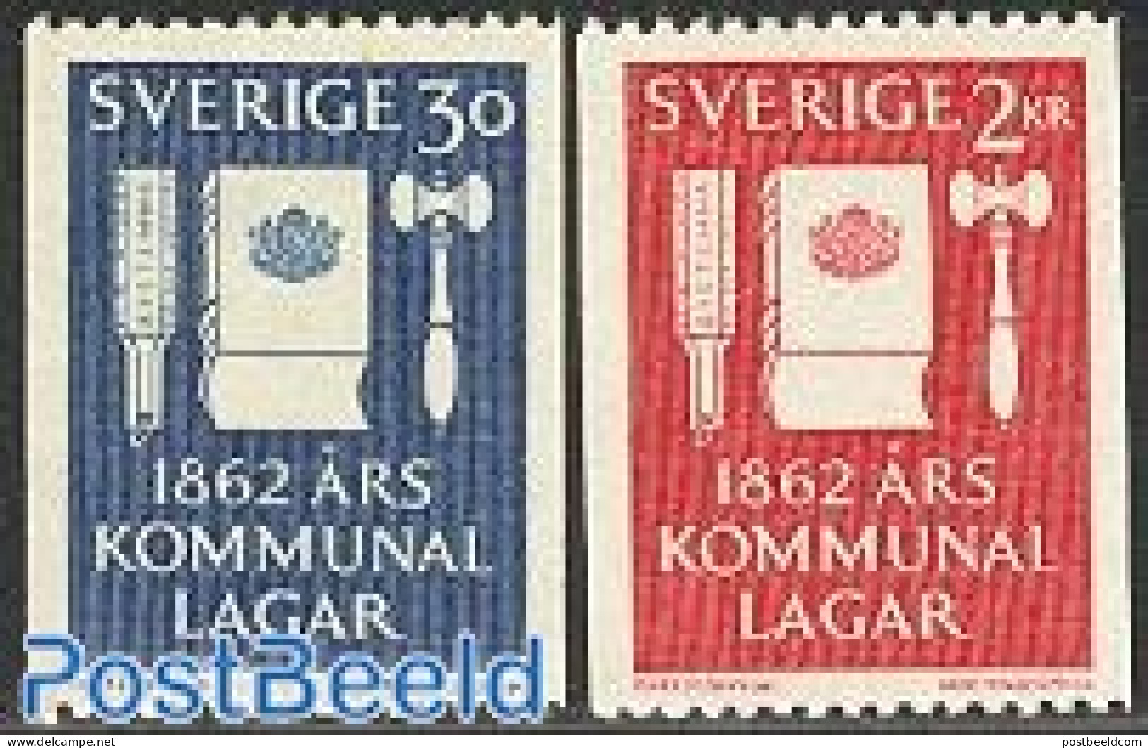 Sweden 1962 Community Law 2v, Mint NH, Various - Justice - Art - Books - Neufs
