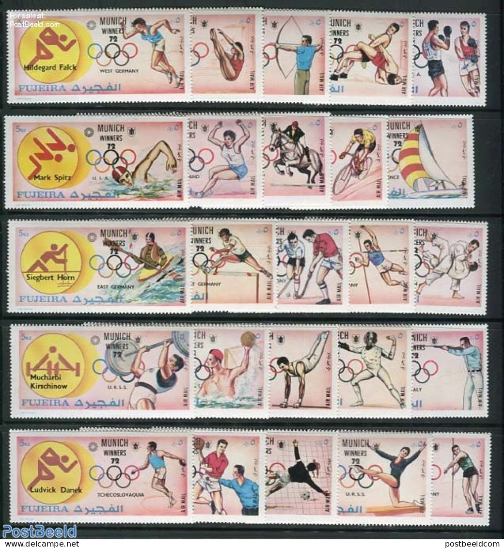 Fujeira 1972 Olympic Winners 25v, Mint NH, Nature - Sport - Horses - Athletics - Basketball - Cycling - Fencing - Hock.. - Athletics