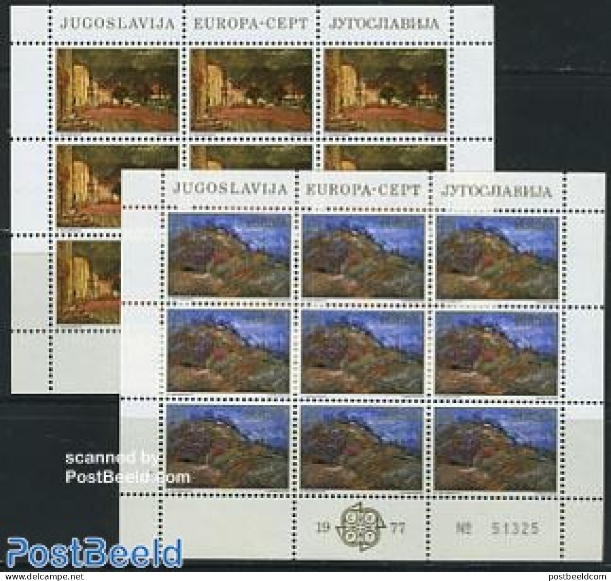 Yugoslavia 1977 Europa 2 M/ss (= 9 Sets), Mint NH, History - Europa (cept) - Art - Paintings - Unused Stamps