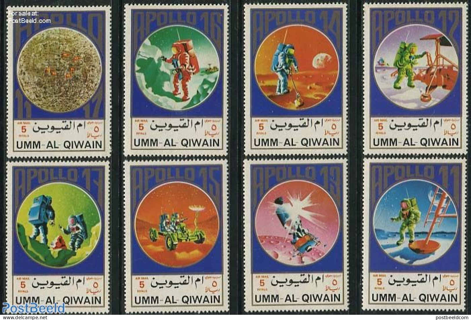 Umm Al-Quwain 1972 Apollo 11-17 8v, Mint NH, Transport - Space Exploration - Umm Al-Qaiwain