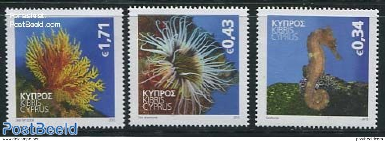 Cyprus 2013 Marine Life 3v, Mint NH, Nature - Fish - Neufs