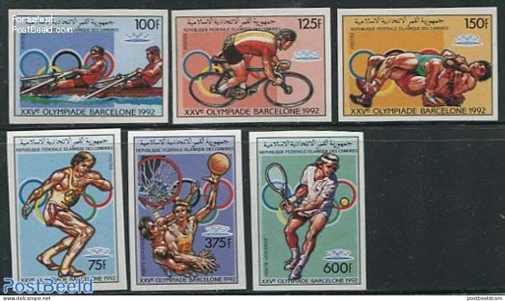 Comoros 1988 Olympic Games Barcelona 6v, Imperforated, Mint NH, Sport - Athletics - Basketball - Cycling - Kayaks & Ro.. - Leichtathletik