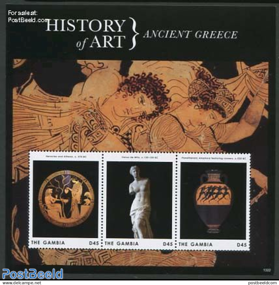 Gambia 2013 History Of Art, Ancient Greece 3v M/s, Mint NH, Art - Ceramics - Sculpture - Porcellana