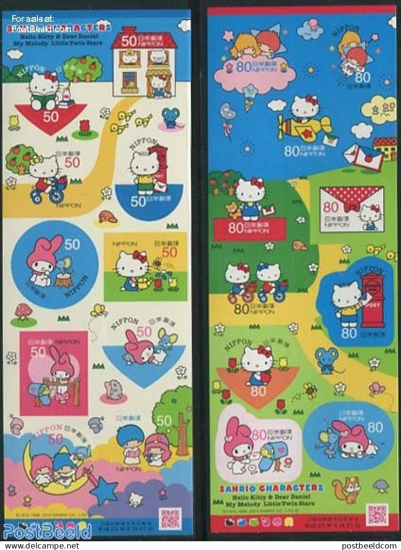 Japan 2013 Hello Kitty, Summer Greetings 20v S-a (2 M/s), Mint NH, Nature - Cats - Art - Children's Books Illustration.. - Nuevos