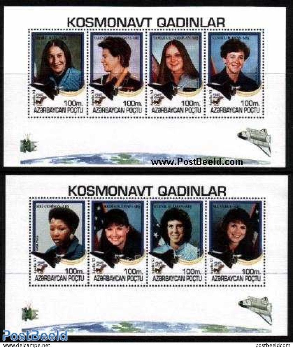 Azerbaijan 1995 Moonlanding Anniversary 2x4v M/s, Mint NH, History - Transport - Women - Space Exploration - Non Classés