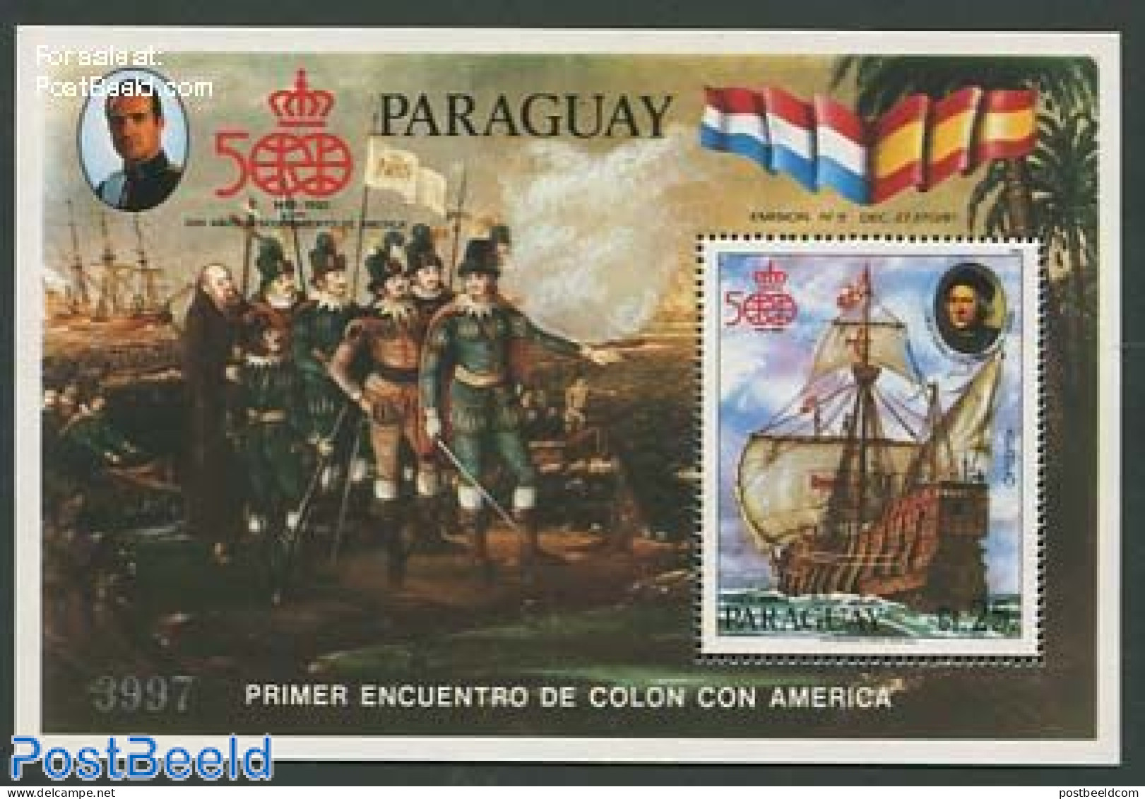 Paraguay 1985 Ships S/s, Mint NH, History - Transport - Explorers - Ships And Boats - Explorers