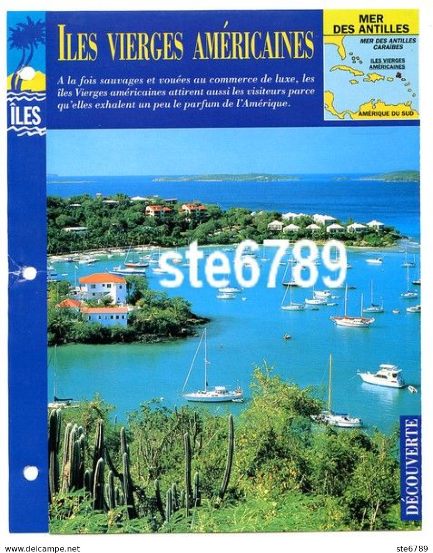 ILES VIERGES AMERICAINES 1/1 Série Ile Mer Des Antilles Géographie Découverte Fiche Dépliante - Aardrijkskunde