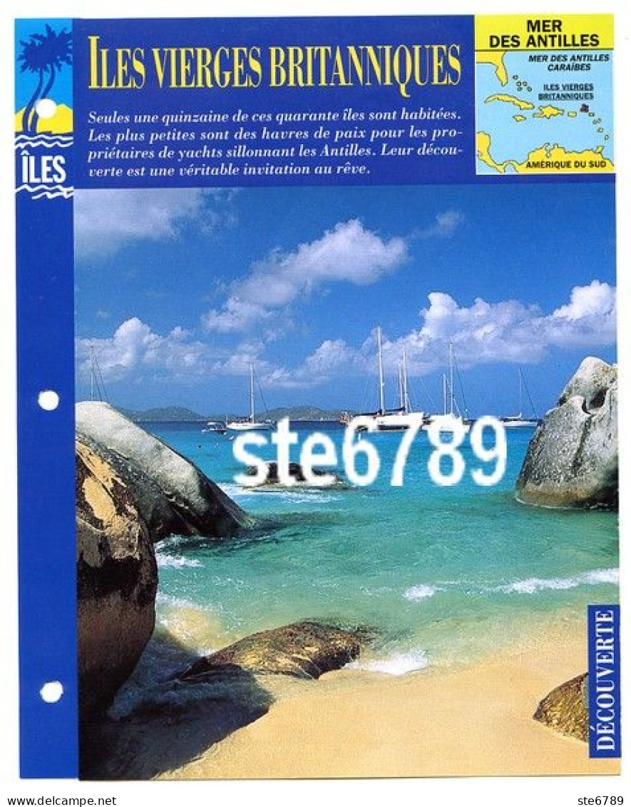 ILES VIERGES BRITANNIQUES 1/1 Série Ile Mer Des Antilles Géographie Découverte Fiche Dépliante - Aardrijkskunde