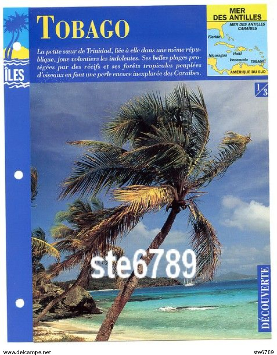 ILE TOBAGO  1/3 Série Iles Mer Des Antilles Géographie Découverte Fiche Dépliante - Aardrijkskunde