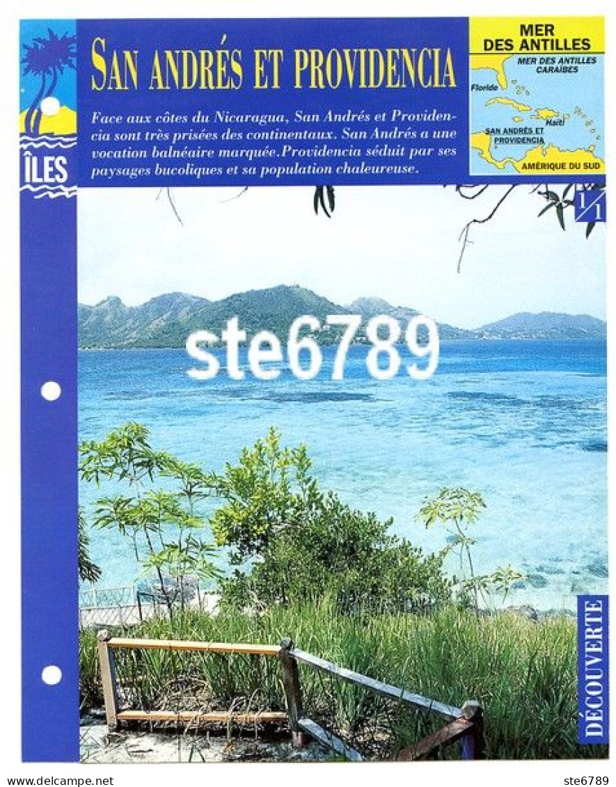 ILE SAN ANDRES ET PROVIDENCIA  1/1 Série Iles Mer Des Antilles Géographie Découverte Fiche Dépliante - Geographie