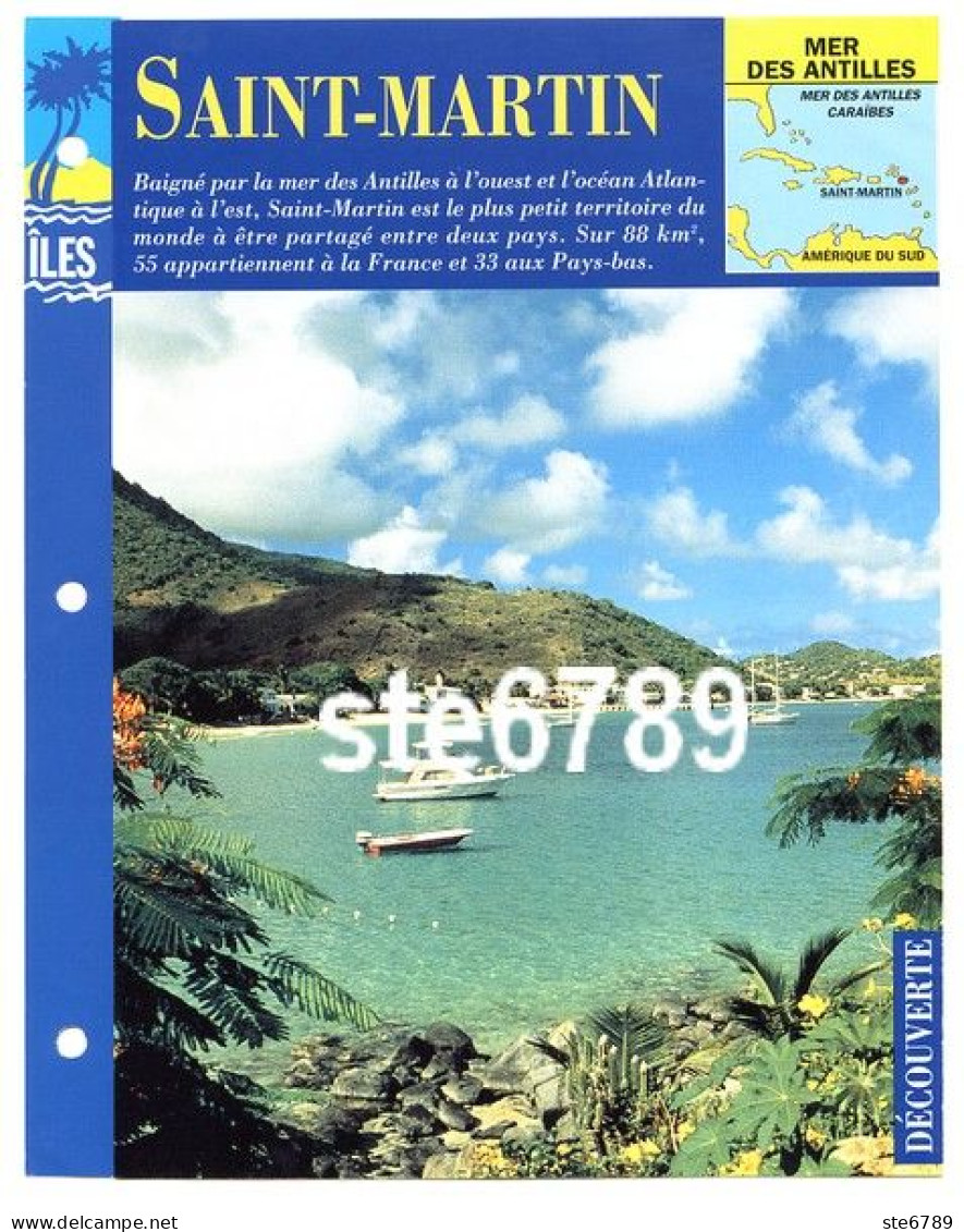 ILE SAINT MARTIN  1/3 Série Iles Mer Des Antilles Géographie Découverte Fiche Dépliante - Aardrijkskunde