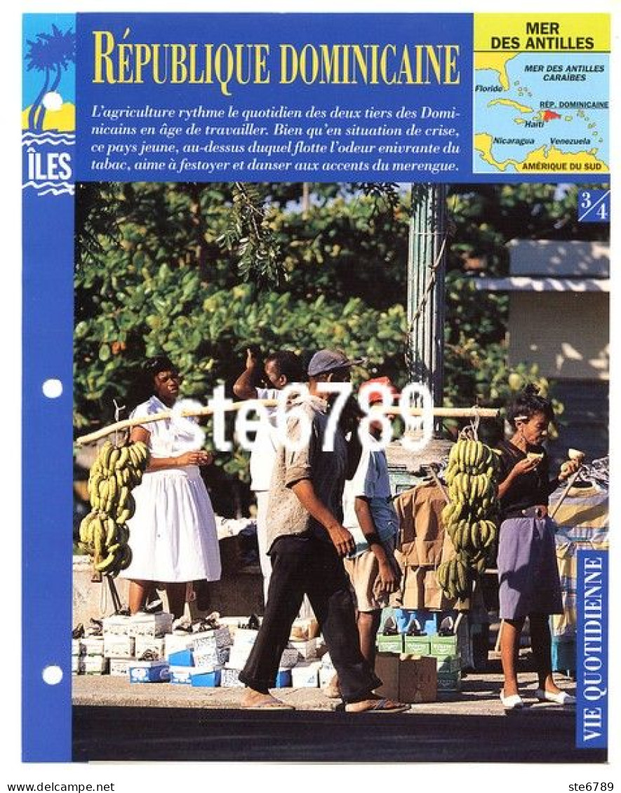 ILE REPUBLIQUE DOMINICAINE 3/4 Série Iles Mer Des Antilles Géographie Vie Quotidienne Fiche Dépliante - Aardrijkskunde