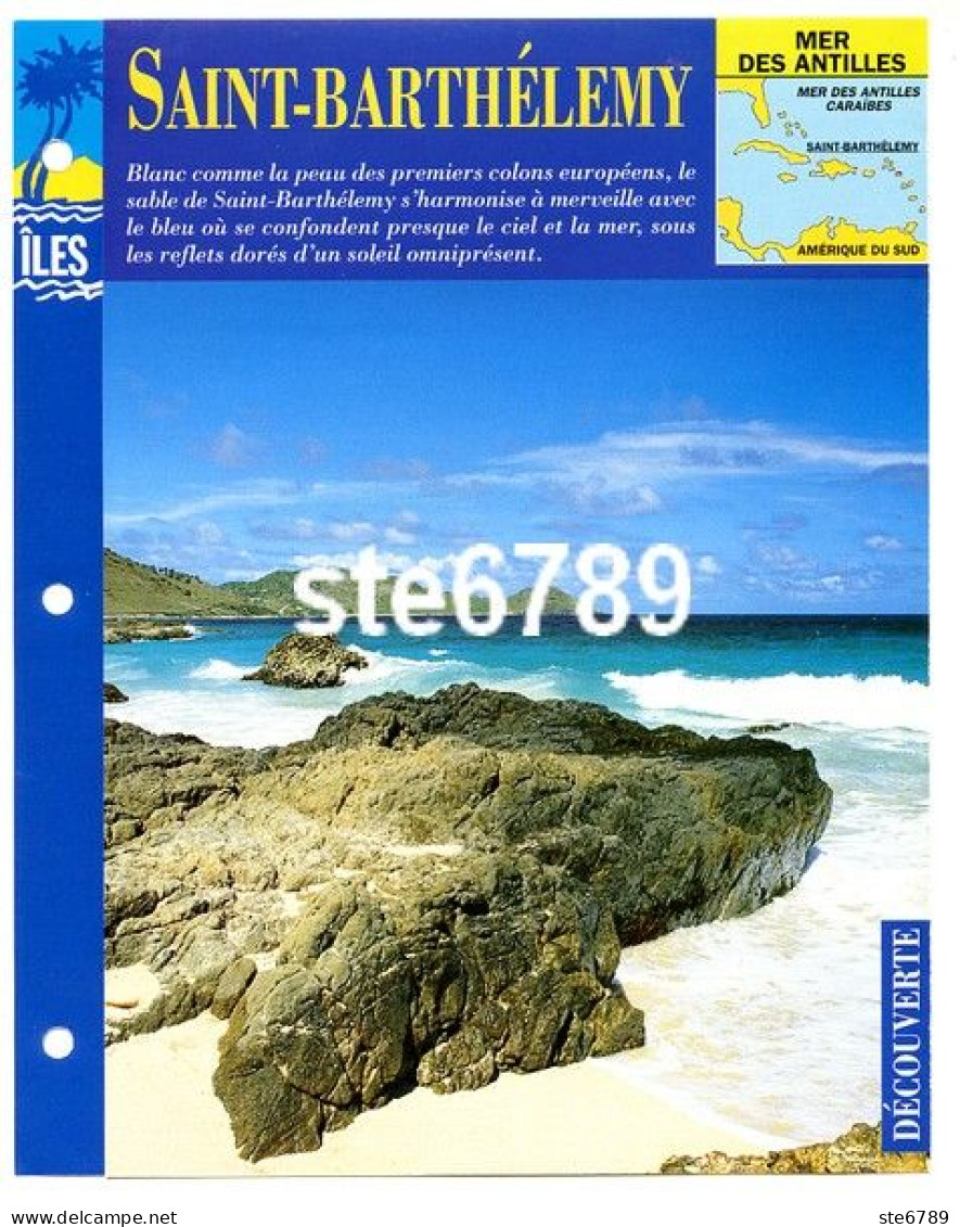 ILE SAINT BARTHELEMY 1/4 Série Iles Mer Des Antilles Géographie Découverte Fiche Dépliante - Aardrijkskunde