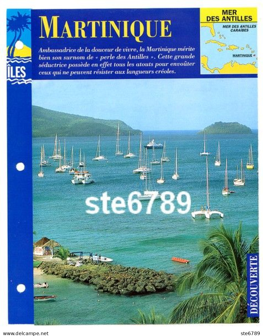 ILE MARTINIQUE  1/4 Série Iles Mer Des Antilles Géographie Découverte Fiche Dépliante - Aardrijkskunde