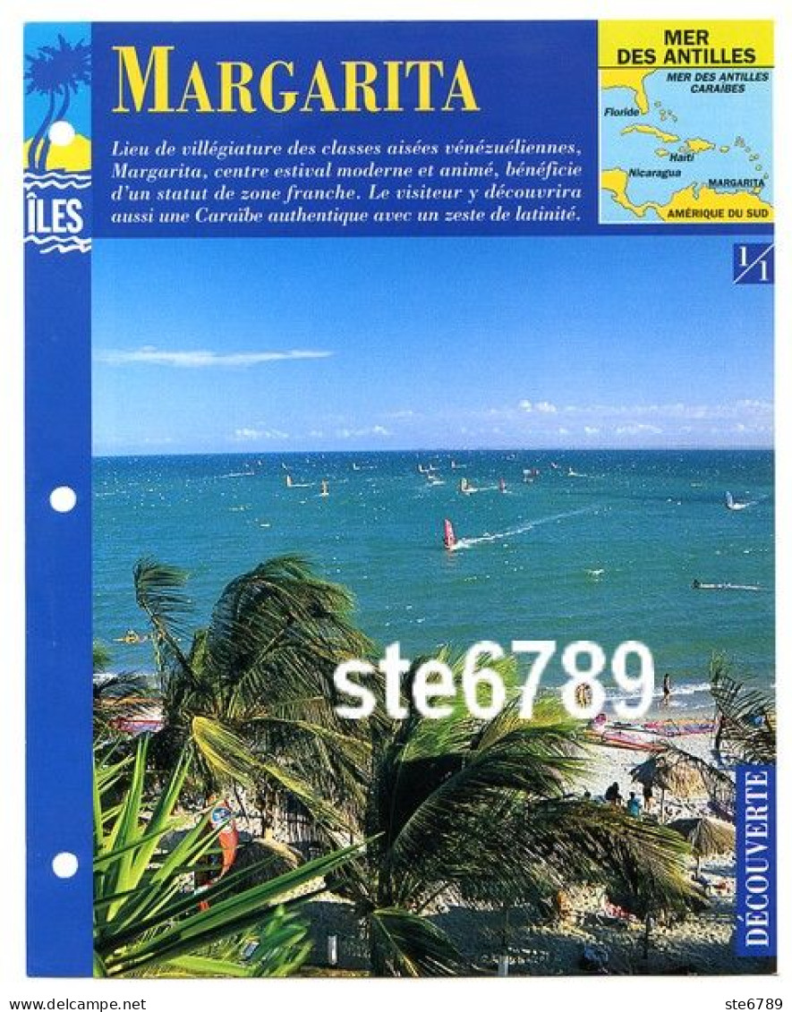 ILE MARGARITA  1/1 Série Iles Mer Des Antilles Géographie Découverte Fiche Dépliante - Geographie