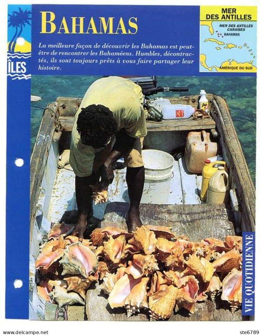 ILE LES BAHAMAS 3/3 Série Iles Mer Des Antilles Géographie Vie Quotidienne Fiche Dépliante - Aardrijkskunde