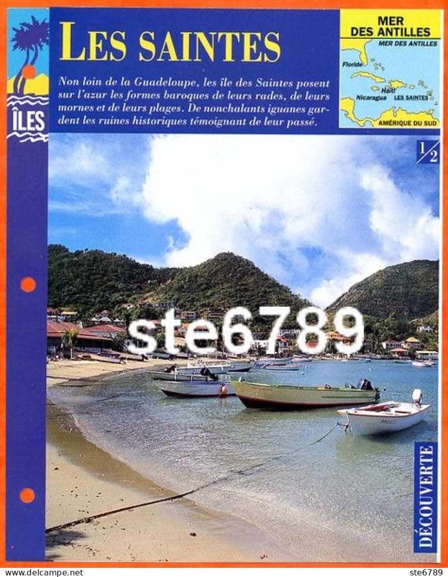 ILE LES SAINTES  1/2 Série Iles Mer Des Antilles Géographie Découverte Fiche Dépliante - Géographie