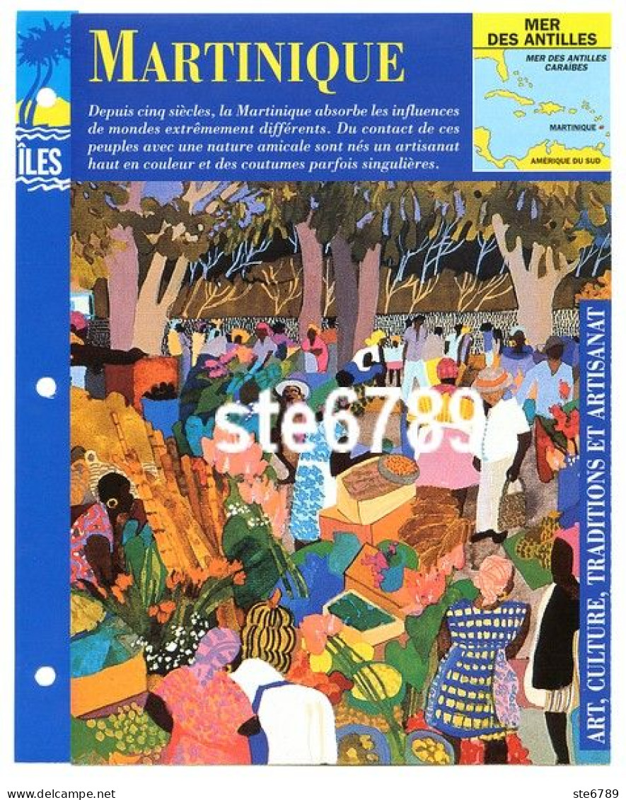 ILE MARTINIQUE  2/4 Série Iles Mer Des Antilles Géographie Art Culture Traditions Et Artisanat Fiche Dépliante - Géographie