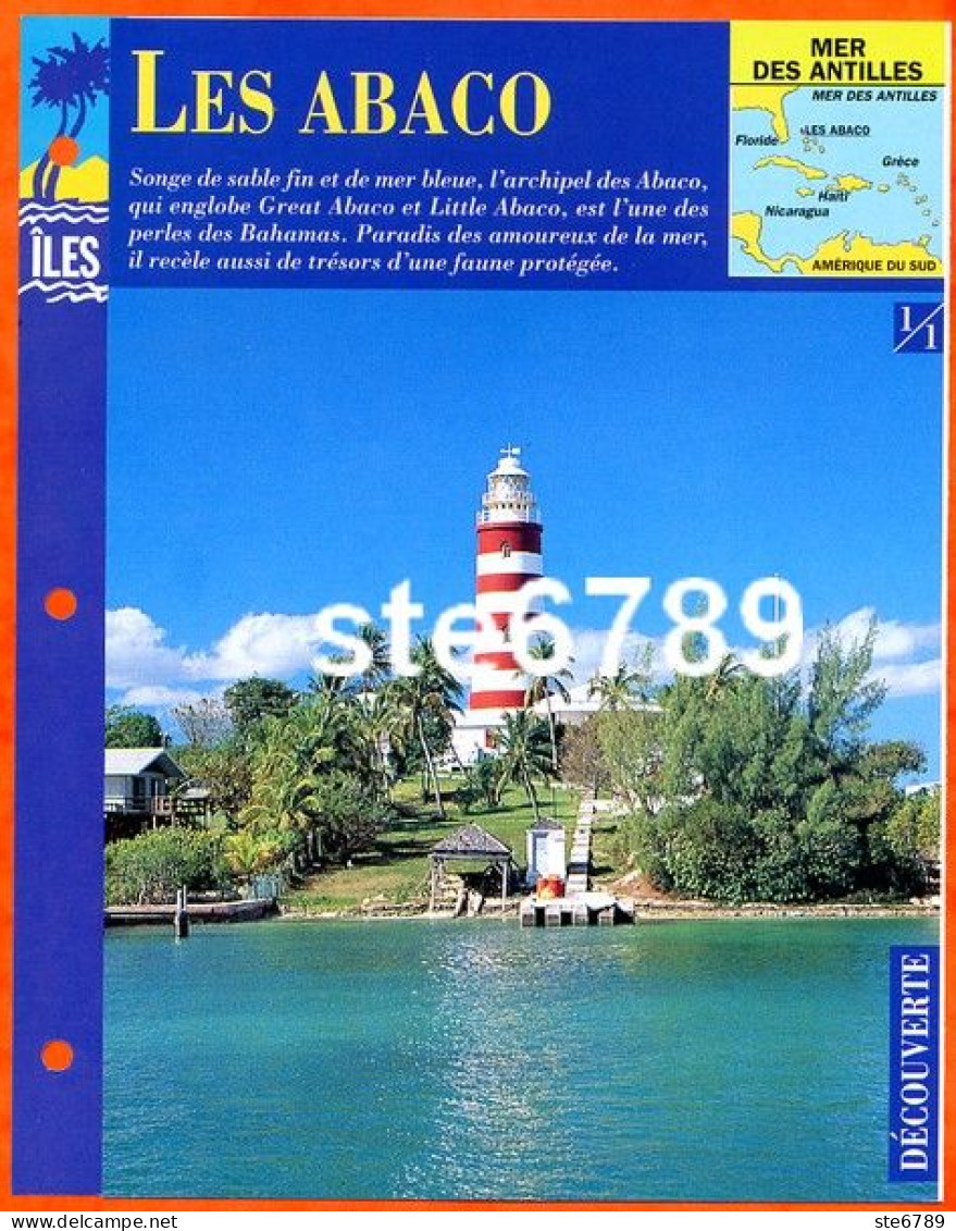 ILE LES ABACO 1/1 Série Iles Mer Des Antilles Géographie Découverte Fiche Dépliante - Aardrijkskunde