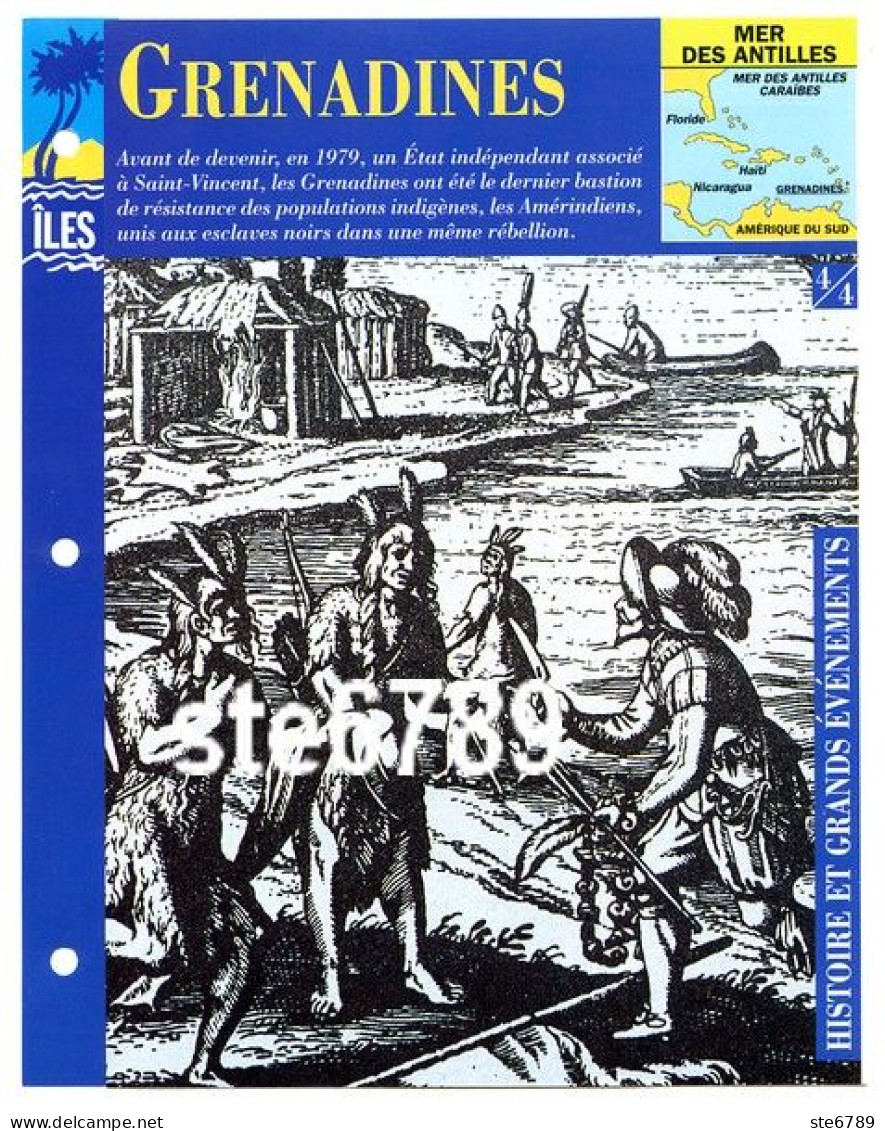 ILE GRENADINES 4/4 Série Iles Mer Des Antilles Géographie Histoire Et Grands Evenements Fiche Dépliante - Geographie