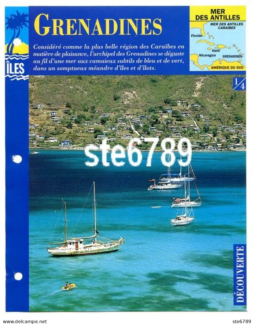 ILE GRENADINES  1/4 Série Iles Mer Des Antilles Géographie Découverte Fiche Dépliante - Géographie