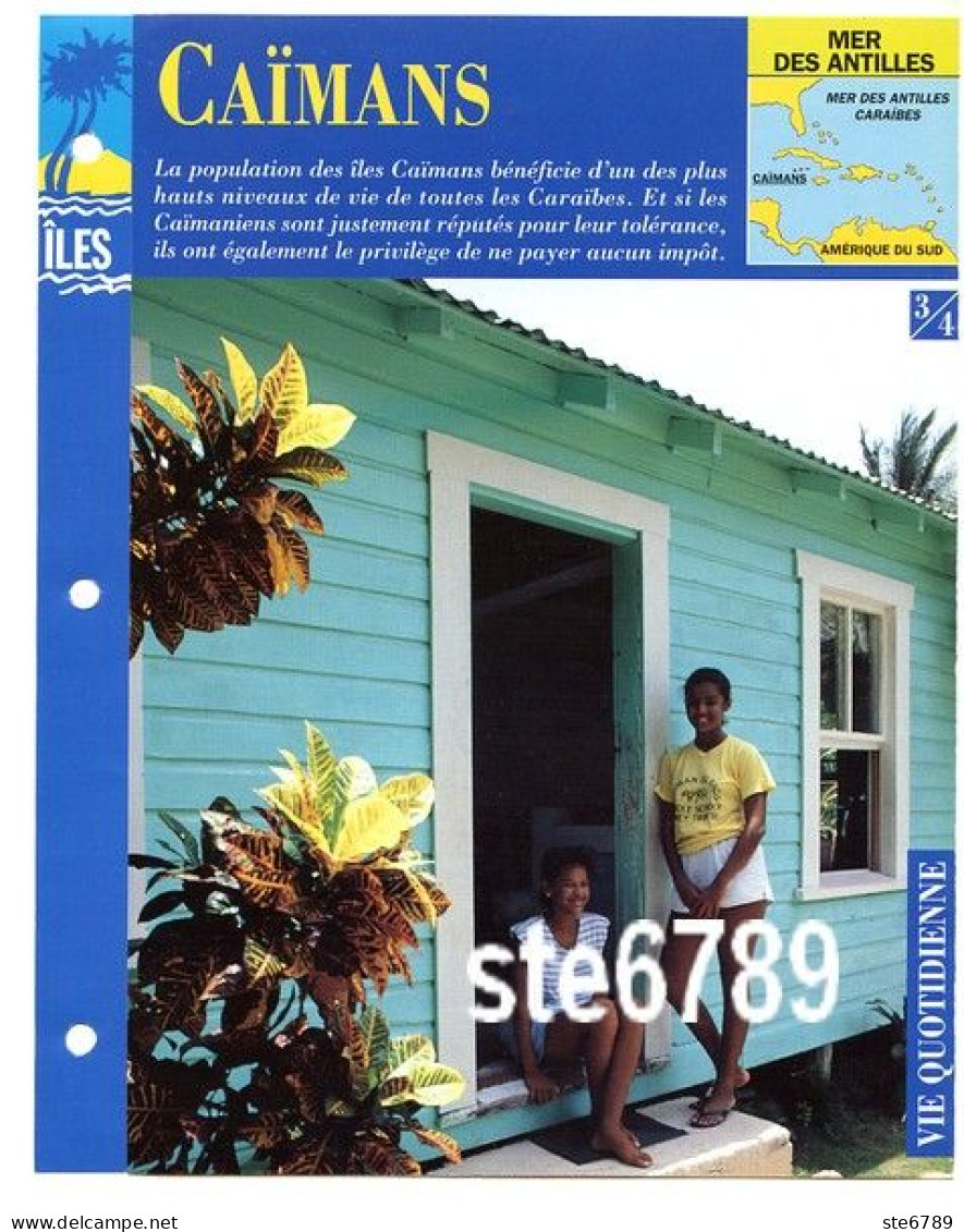 ILE CAIMANS 3/4 Série Iles Mer Des Antilles Géographie Vie Quotidienne Fiche Dépliante - Aardrijkskunde