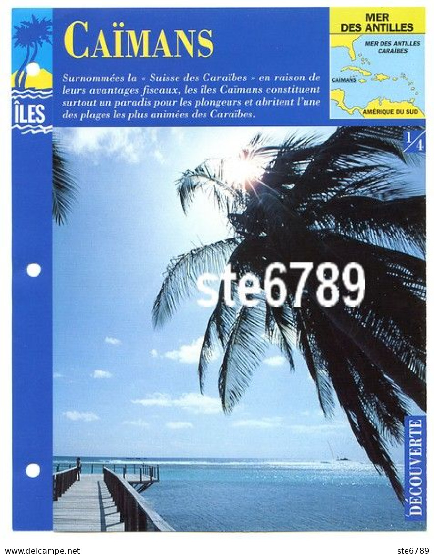ILE CAIMANS 1/4 Série Iles Mer Des Antilles Géographie Découverte Fiche Dépliante - Geografia