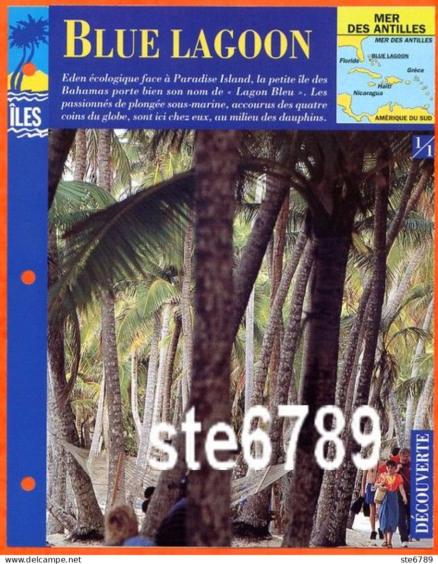 ILE BLUE LAGOON 1/1 Série Iles Mer Des Antilles Géographie Découverte Fiche Dépliante - Geografía